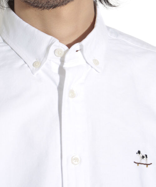 GLOSTER（グロスター）の「【GLOSTER/グロスター】フレンチブルドッグ刺繍 ボタンダウンシャツ ワンポイント刺繍（シャツ/ブラウス・メンズ・ピンク/ホワイト/ブルー系その他/ホワイト系その他・S/M/L）」の14枚目の写真