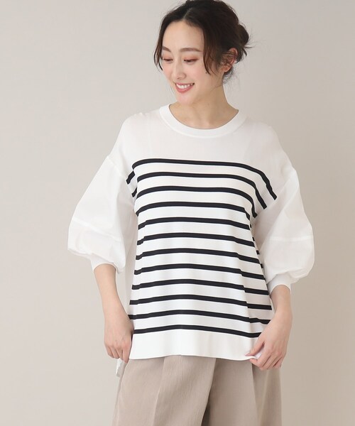 tシャツ 「TORRAZZO DONNA」ハイブリッドボーダートップス レディース TORRAZZO DONNA】ハイブリッドボーダートップス（カットソー
