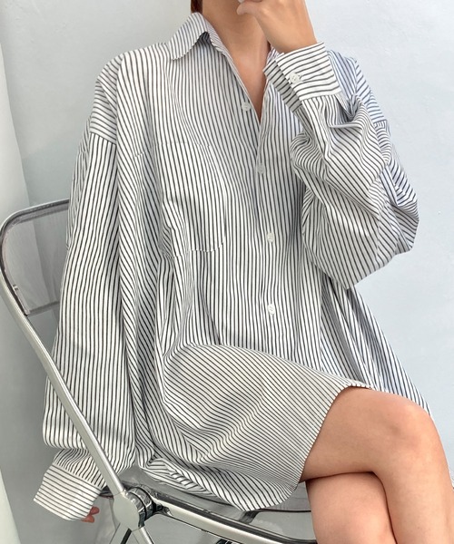 fd style(エフディ スタイル)の「デュオルーズフィットロングシャツ(シャツ/ブラウス・レディース・White/PINK/LT.Blue・FREE)」の2枚目の写真