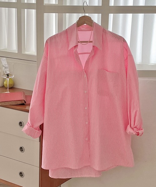 fd style(エフディ スタイル)の「デュオルーズフィットロングシャツ(シャツ/ブラウス・レディース・White/PINK/LT.Blue・FREE)」の9枚目の写真