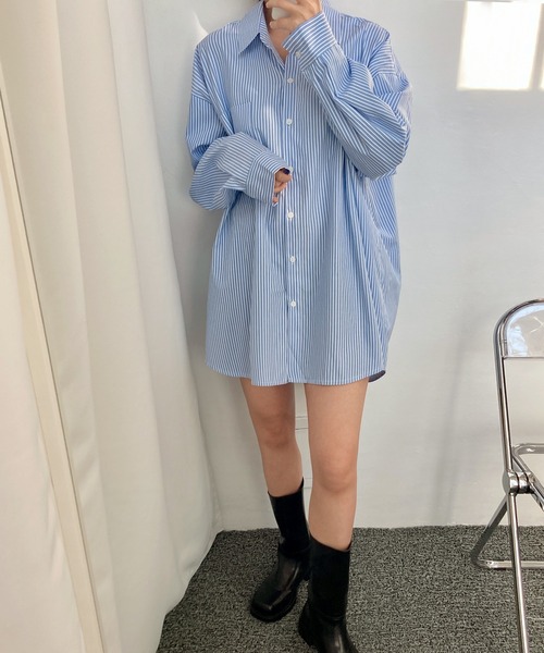 fd style(エフディ スタイル)の「デュオルーズフィットロングシャツ(シャツ/ブラウス・レディース・White/PINK/LT.Blue・FREE)」の14枚目の写真