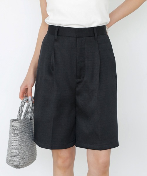 GeeRA（ジーラ）の「リネンライクスラブハーフパンツ（その他パンツ・レディース・ブラック/アイボリー・MEDIUM）」の2枚目の写真