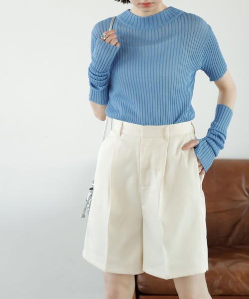 GeeRA（ジーラ）の「リネンライクスラブハーフパンツ（その他パンツ・レディース・ブラック/アイボリー・MEDIUM）」の5枚目の写真