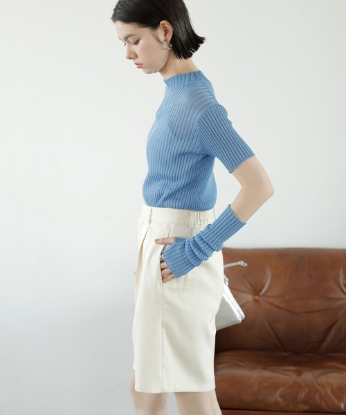 GeeRA（ジーラ）の「リネンライクスラブハーフパンツ（その他パンツ・レディース・ブラック/アイボリー・MEDIUM）」の6枚目の写真