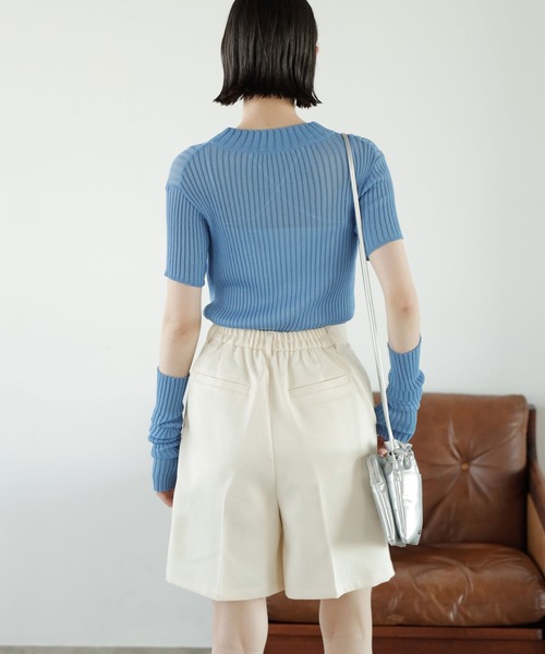 GeeRA（ジーラ）の「リネンライクスラブハーフパンツ（その他パンツ・レディース・ブラック/アイボリー・MEDIUM）」の7枚目の写真