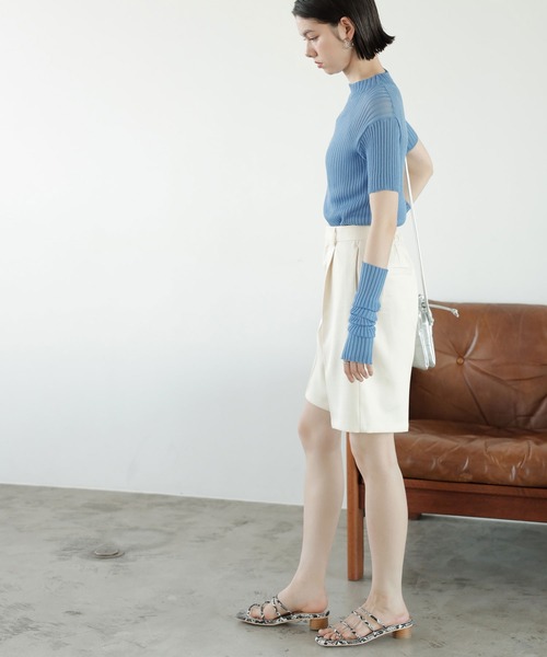 GeeRA（ジーラ）の「リネンライクスラブハーフパンツ（その他パンツ・レディース・ブラック/アイボリー・MEDIUM）」の10枚目の写真