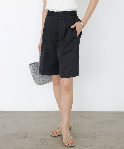 GeeRA（ジーラ）の「リネンライクスラブハーフパンツ（その他パンツ・レディース・ブラック/アイボリー・MEDIUM）」の13枚目の写真
