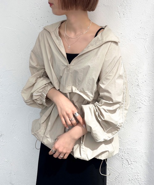 apres jour mignon(アプレジュールミニョン)の「パイピングアノラック【ZOZOTOWN限定アイテム】(ナイロンジャケット・レディース・オレンジ/オフホワイト/グレー系その他/ブラック/ネイビー・X-LARGE/フリー)」の4枚目の写真