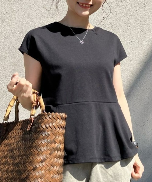 HONEYSUCKLE ROSE（ハニーサックルローズ）の「【HONEYSUCKLE ROSE】ドレスＴペプラム半袖Ｔ（Tシャツ/カットソー・レディース・ホワイト/ダークグレー/ブラック・S/M/L/XL）」の3枚目の写真