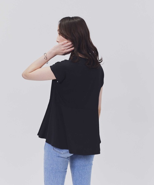 HONEYSUCKLE ROSE（ハニーサックルローズ）の「【HONEYSUCKLE ROSE】ドレスＴペプラム半袖Ｔ（Tシャツ/カットソー・レディース・ホワイト/ダークグレー/ブラック・S/M/L/XL）」の4枚目の写真
