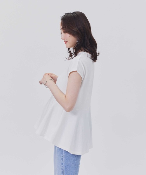 HONEYSUCKLE ROSE（ハニーサックルローズ）の「【HONEYSUCKLE ROSE】ドレスＴペプラム半袖Ｔ（Tシャツ/カットソー・レディース・ホワイト/ダークグレー/ブラック・S/M/L/XL）」の10枚目の写真
