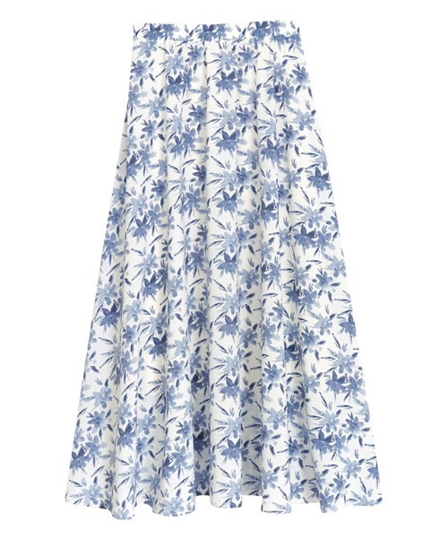 【美品】45R　スカート　LIBERTY　ネオンフィールズ　花柄　ギャザー　M リバティ ワイルド・フラワーズ 仕立て ギャザー スカート