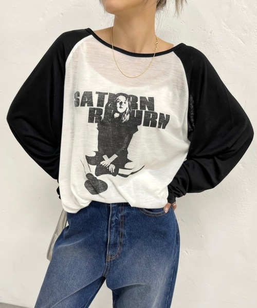 WHO'S WHO gallery(フーズフーギャラリー)の「シャーロットシアーラグランロンT(Tシャツ/カットソー・レディース・ブラック/ミント・FREE)」の2枚目の写真