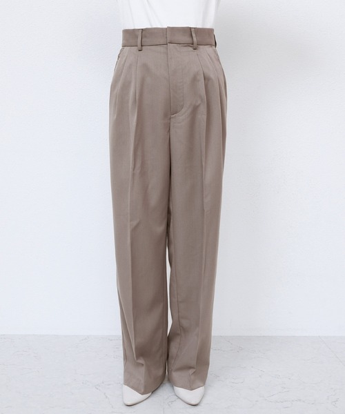 andme（アンドミー）の「ツイルハイウエスト2タックワイドパンツ（スラックス・レディース・ダークベージュ/ネイビー/チャコールグレー/オフホワイト/グレイッシュベージュ/ブラック・L/M）」の15枚目の写真