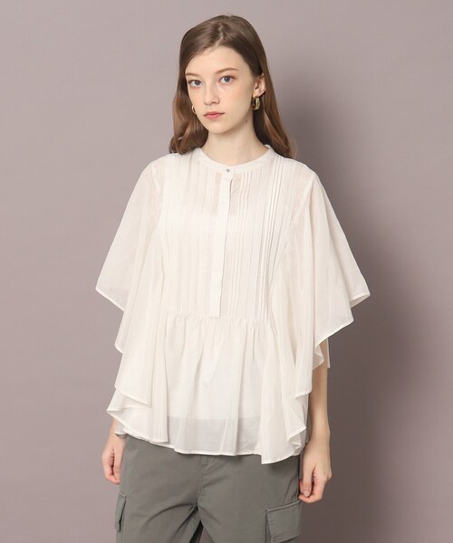 DRAWER 定価7.4万✨コットンシルクフレアスリーブブラウスグレー