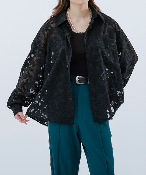 Ellno Loset（エルノロゼット）の「レースシアーシャツ（シャツ/ブラウス・メンズ・ネイビー/ブラック・LARGE/SMALL/MEDIUM）」の11枚目の写真