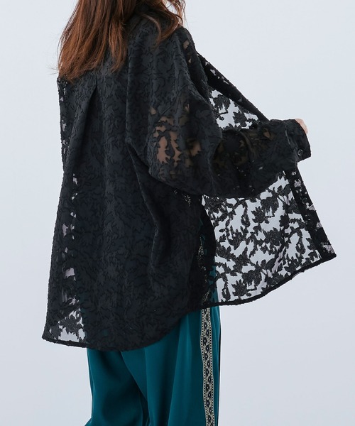 Ellno Loset（エルノロゼット）の「レースシアーシャツ（シャツ/ブラウス・メンズ・ネイビー/ブラック・LARGE/SMALL/MEDIUM）」の14枚目の写真