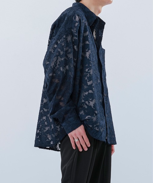 Ellno Loset（エルノロゼット）の「レースシアーシャツ（シャツ/ブラウス・メンズ・ネイビー/ブラック・LARGE/SMALL/MEDIUM）」の21枚目の写真
