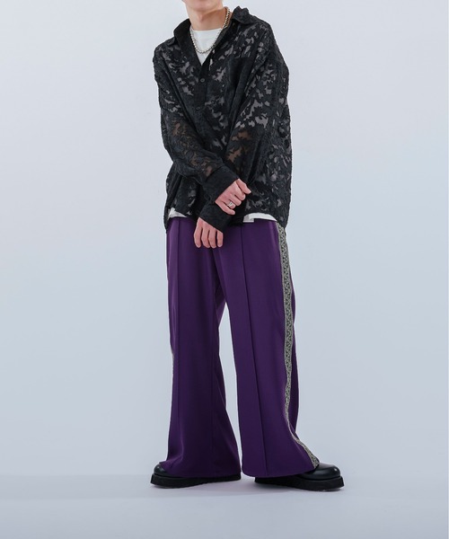 Ellno Loset（エルノロゼット）の「レースシアーシャツ（シャツ/ブラウス・メンズ・ネイビー/ブラック・LARGE/SMALL/MEDIUM）」の10枚目の写真