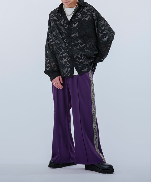 Ellno Loset（エルノロゼット）の「レースシアーシャツ（シャツ/ブラウス・メンズ・ネイビー/ブラック・LARGE/SMALL/MEDIUM）」の8枚目の写真