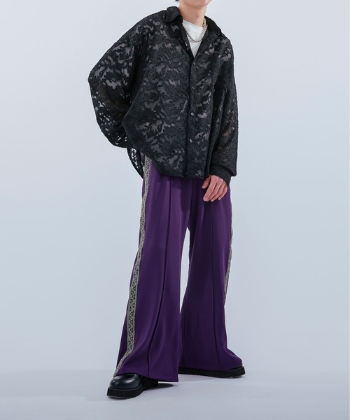 Ellno Loset（エルノロゼット）の「レースシアーシャツ（シャツ/ブラウス・メンズ・ネイビー/ブラック・LARGE/SMALL/MEDIUM）」の9枚目の写真