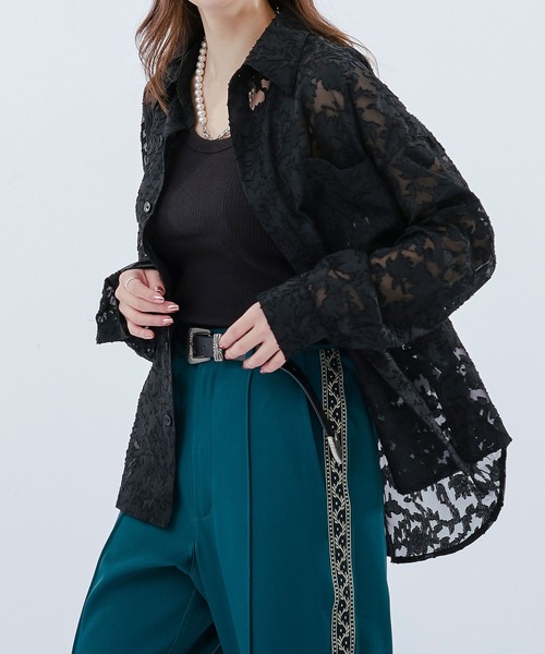 Ellno Loset（エルノロゼット）の「レースシアーシャツ（シャツ/ブラウス・メンズ・ネイビー/ブラック・LARGE/SMALL/MEDIUM）」の12枚目の写真