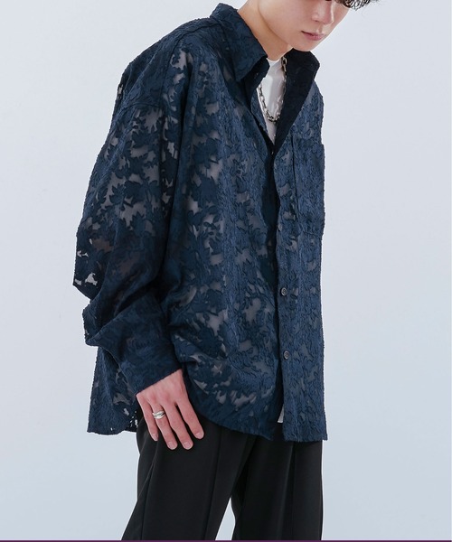 Ellno Loset（エルノロゼット）の「レースシアーシャツ（シャツ/ブラウス・メンズ・ネイビー/ブラック・LARGE/SMALL/MEDIUM）」の20枚目の写真