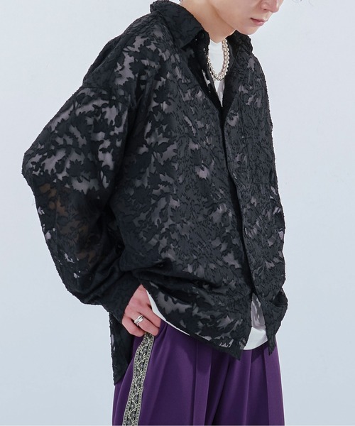 Ellno Loset（エルノロゼット）の「レースシアーシャツ（シャツ/ブラウス・メンズ・ネイビー/ブラック・LARGE/SMALL/MEDIUM）」の5枚目の写真