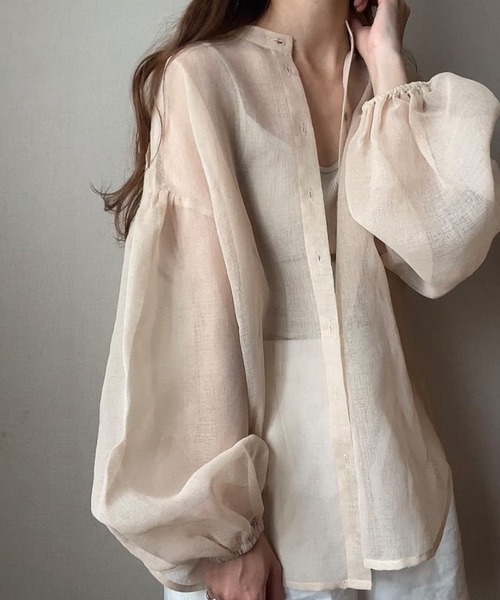 FILLOU(FILLOU)の「シアー肩開きブラウス(シャツ/ブラウス・レディース・ブラック/ブラウン/ベージュ・LARGE/MEDIUM/X-LARGE)」の8枚目の写真
