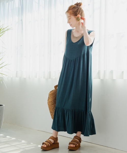 Crisp（クリスプ）の「ヘムギャザーロングワンピース（ワンピース・レディース・グリーン/イエロー・FREE）」の18枚目の写真