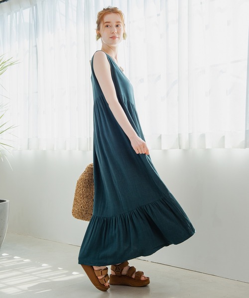 Crisp（クリスプ）の「ヘムギャザーロングワンピース（ワンピース・レディース・グリーン/イエロー・FREE）」の9枚目の写真