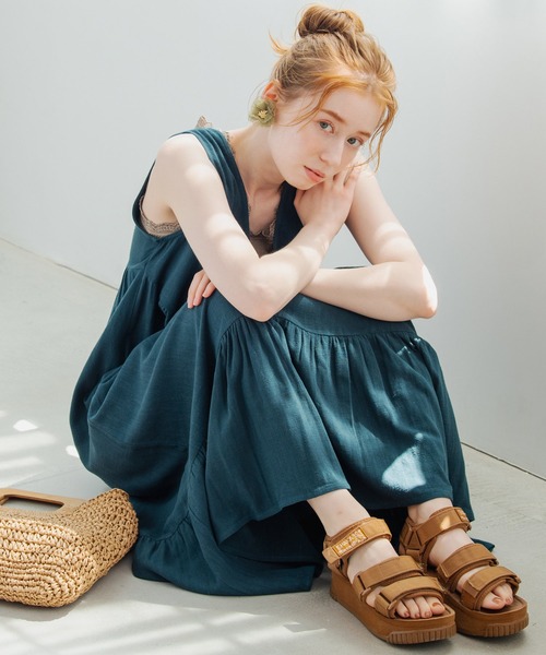 Crisp（クリスプ）の「ヘムギャザーロングワンピース（ワンピース・レディース・グリーン/イエロー・FREE）」の22枚目の写真