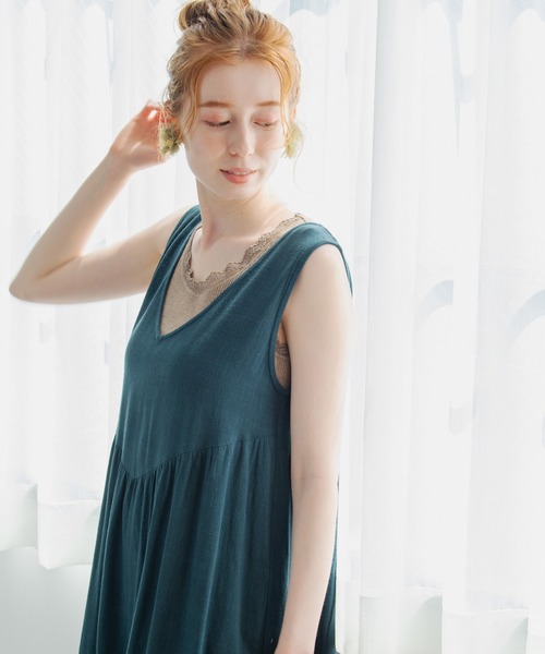 Crisp（クリスプ）の「ヘムギャザーロングワンピース（ワンピース・レディース・グリーン/イエロー・FREE）」の6枚目の写真