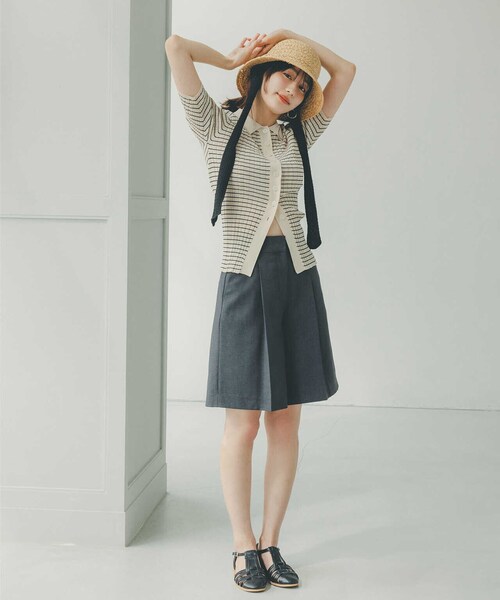 N.(N. Natural Beauty Basic)(エヌエヌナチュラルビューティーベーシック)の「◆シアーポロニット(ニット/セーター・レディース・ブラック×ホワイト/グリーン/ネイビー・MEDIUM)」の21枚目の写真