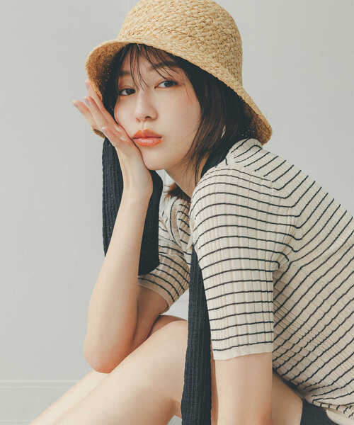 N.(N. Natural Beauty Basic)(エヌエヌナチュラルビューティーベーシック)の「◆シアーポロニット(ニット/セーター・レディース・ブラック×ホワイト/グリーン/ネイビー・MEDIUM)」の22枚目の写真