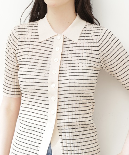 N.(N. Natural Beauty Basic)(エヌエヌナチュラルビューティーベーシック)の「◆シアーポロニット(ニット/セーター・レディース・ブラック×ホワイト/グリーン/ネイビー・MEDIUM)」の18枚目の写真