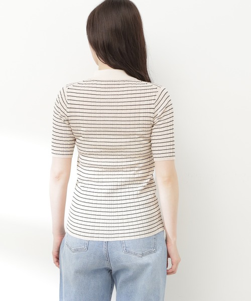 N.(N. Natural Beauty Basic)(エヌエヌナチュラルビューティーベーシック)の「◆シアーポロニット(ニット/セーター・レディース・ブラック×ホワイト/グリーン/ネイビー・MEDIUM)」の11枚目の写真