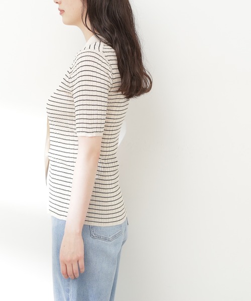 N.(N. Natural Beauty Basic)(エヌエヌナチュラルビューティーベーシック)の「◆シアーポロニット(ニット/セーター・レディース・ブラック×ホワイト/グリーン/ネイビー・MEDIUM)」の20枚目の写真