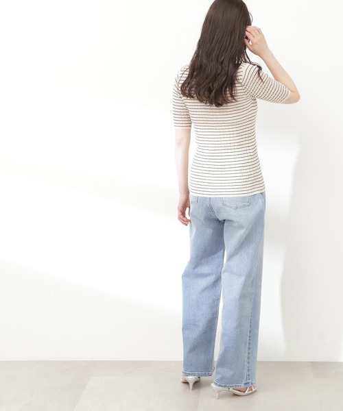 N.(N. Natural Beauty Basic)(エヌエヌナチュラルビューティーベーシック)の「◆シアーポロニット(ニット/セーター・レディース・ブラック×ホワイト/グリーン/ネイビー・MEDIUM)」の12枚目の写真