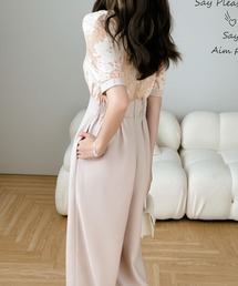 ECLIN（エクラン）の「レース切替ワイドシルエットオールインワン（つなぎ/オールインワン）」