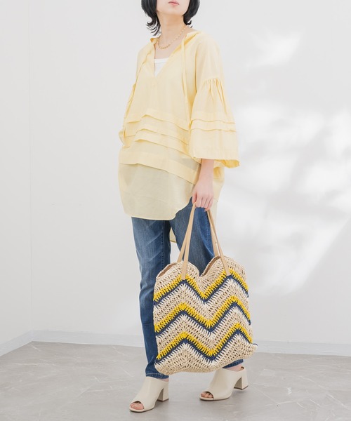 KATHARINE ROSS（キャサリンロス）の「【KATHARINE ROSS】レーヨンタックシアーブラウス（シャツ/ブラウス・レディース・イエロー/パープル・MEDIUM）」の4枚目の写真