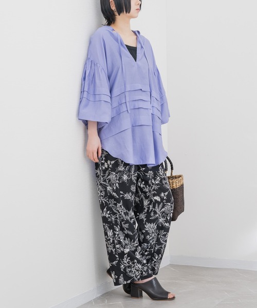 KATHARINE ROSS（キャサリンロス）の「【KATHARINE ROSS】レーヨンタックシアーブラウス（シャツ/ブラウス・レディース・イエロー/パープル・MEDIUM）」の10枚目の写真