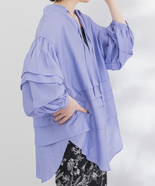 KATHARINE ROSS（キャサリンロス）の「【KATHARINE ROSS】レーヨンタックシアーブラウス（シャツ/ブラウス・レディース・イエロー/パープル・MEDIUM）」の12枚目の写真