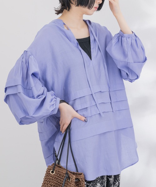 KATHARINE ROSS（キャサリンロス）の「【KATHARINE ROSS】レーヨンタックシアーブラウス（シャツ/ブラウス・レディース・イエロー/パープル・MEDIUM）」の11枚目の写真