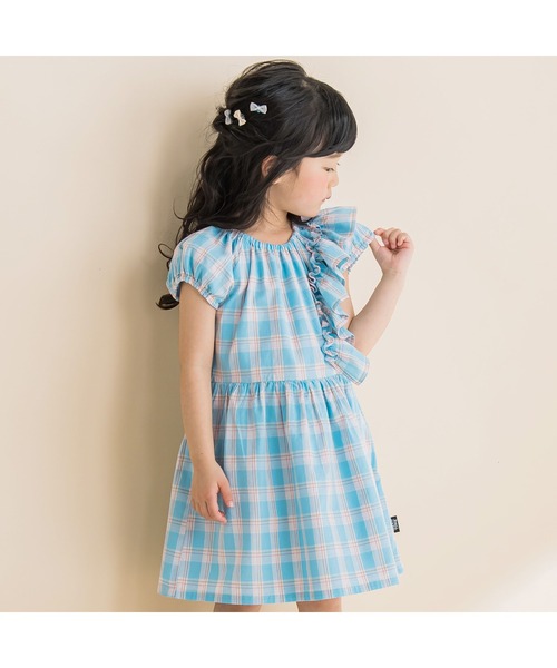 Noeil aime BeBe(ノイユエイムベベ)の「Noeil aime BeBe/サマーチェック肩フリルワンピース(80~130cm)(ワンピース・キッズ・オレンジ系その他/ブルー系その他・90/100/110/120/130/80)」の4枚目の写真