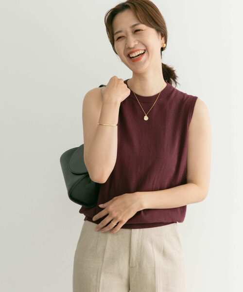 URBAN RESEARCH DOORS（アーバンリサーチドアーズ）の「ハイツイストコットンノースリーブKNIT（ニット/セーター・レディース・ブラック/ブラウン/ブルー・MEDIUM）」の3枚目の写真