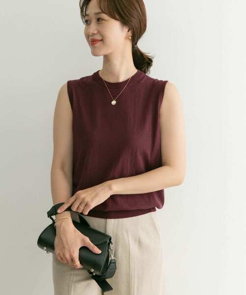 URBAN RESEARCH DOORS（アーバンリサーチドアーズ）の「ハイツイストコットンノースリーブKNIT（ニット/セーター・レディース・ブラック/ブラウン/ブルー・MEDIUM）」の4枚目の写真