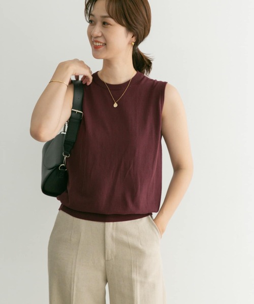 URBAN RESEARCH DOORS（アーバンリサーチドアーズ）の「ハイツイストコットンノースリーブKNIT（ニット/セーター・レディース・ブラック/ブラウン/ブルー・MEDIUM）」の5枚目の写真