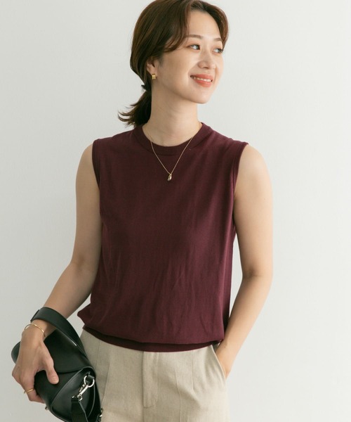 URBAN RESEARCH DOORS（アーバンリサーチドアーズ）の「ハイツイストコットンノースリーブKNIT（ニット/セーター・レディース・ブラック/ブラウン/ブルー・MEDIUM）」の6枚目の写真