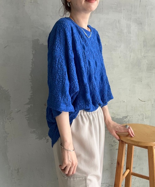 LEPSIM（レプシィム）の「総レース5分袖プルオーバー　908504（Tシャツ/カットソー・レディース・ブラック/オフホワイト/ブルー・FREE）」の9枚目の写真